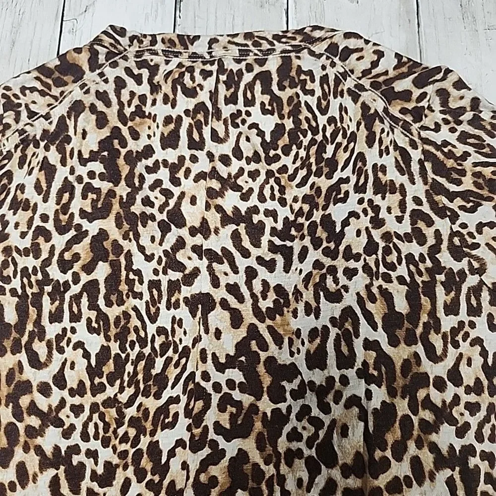 Banana Republic Cheetah Leopard Print Short Sleeve Shirt Top Womens Size S